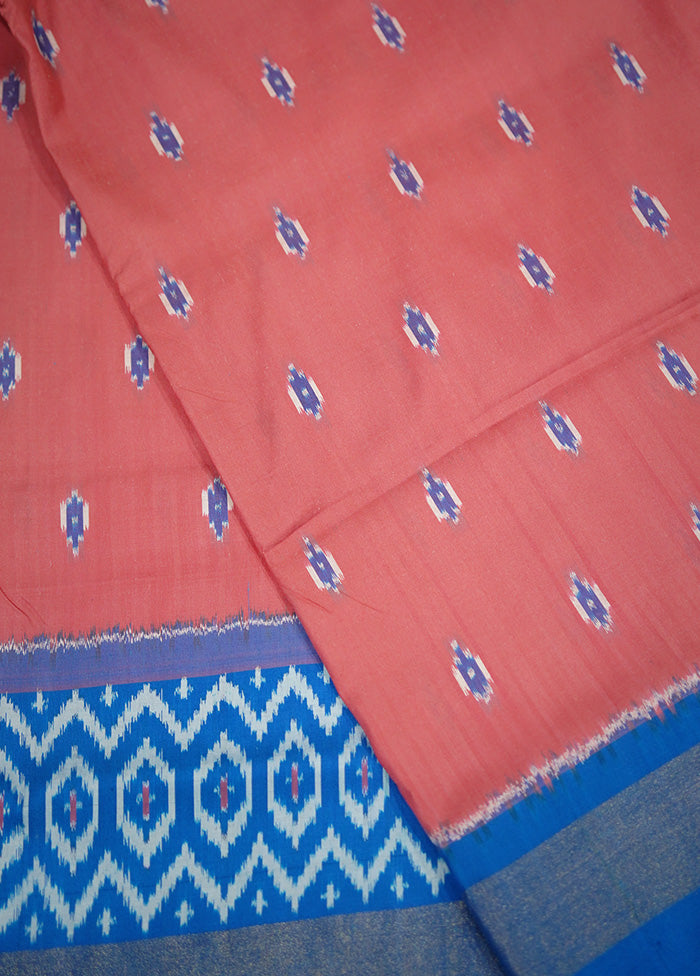 Pink Ikkat Pure Silk Saree With Blouse Piece - Indian Silk House Agencies