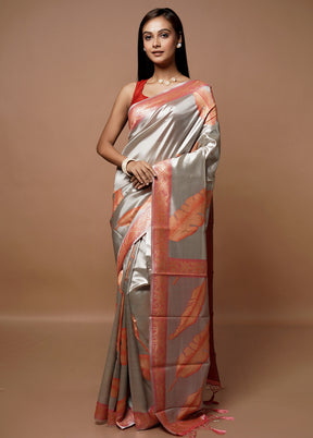 Silver Tissue Silk Saree With Blouse Piece