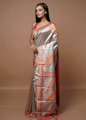 Silver Tissue Silk Saree With Blouse Piece