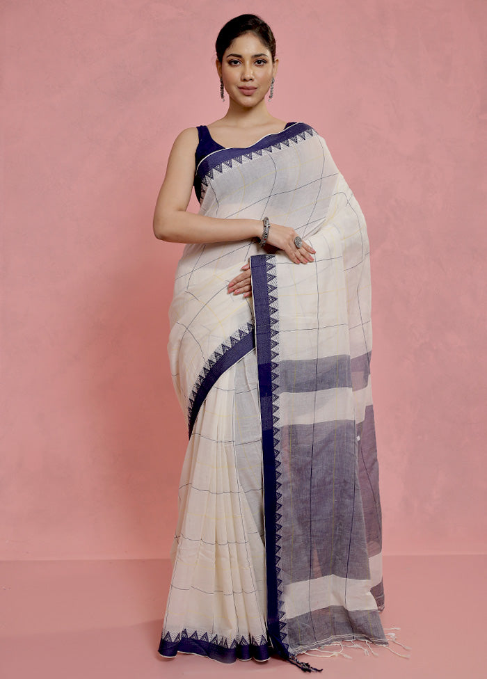 Cream Cotton Saree With Blouse Piece - Indian Silk House Agencies