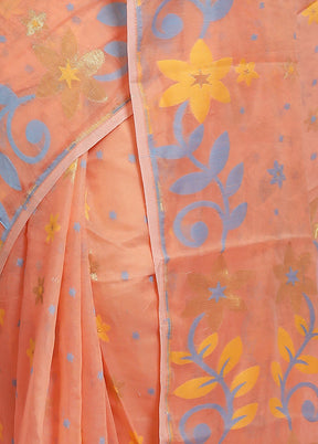 Pink Pure Tant Jamdani Saree Without Blouse Piece - Indian Silk House Agencies