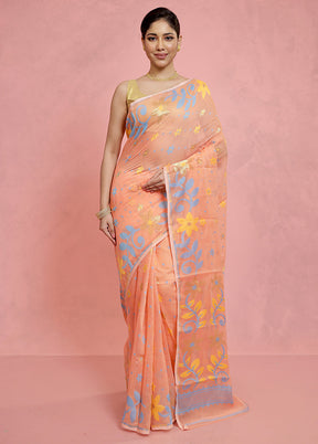 Pink Pure Tant Jamdani Saree Without Blouse Piece - Indian Silk House Agencies