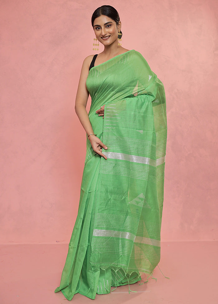 Green Matka Silk Saree With Blouse Piece - Indian Silk House Agencies