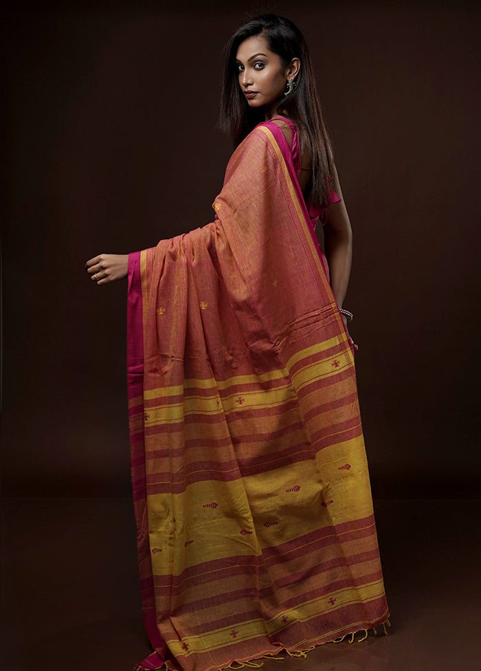 Yellow Pure Cotton Saree With Blouse Piece - Indian Silk House Agencies