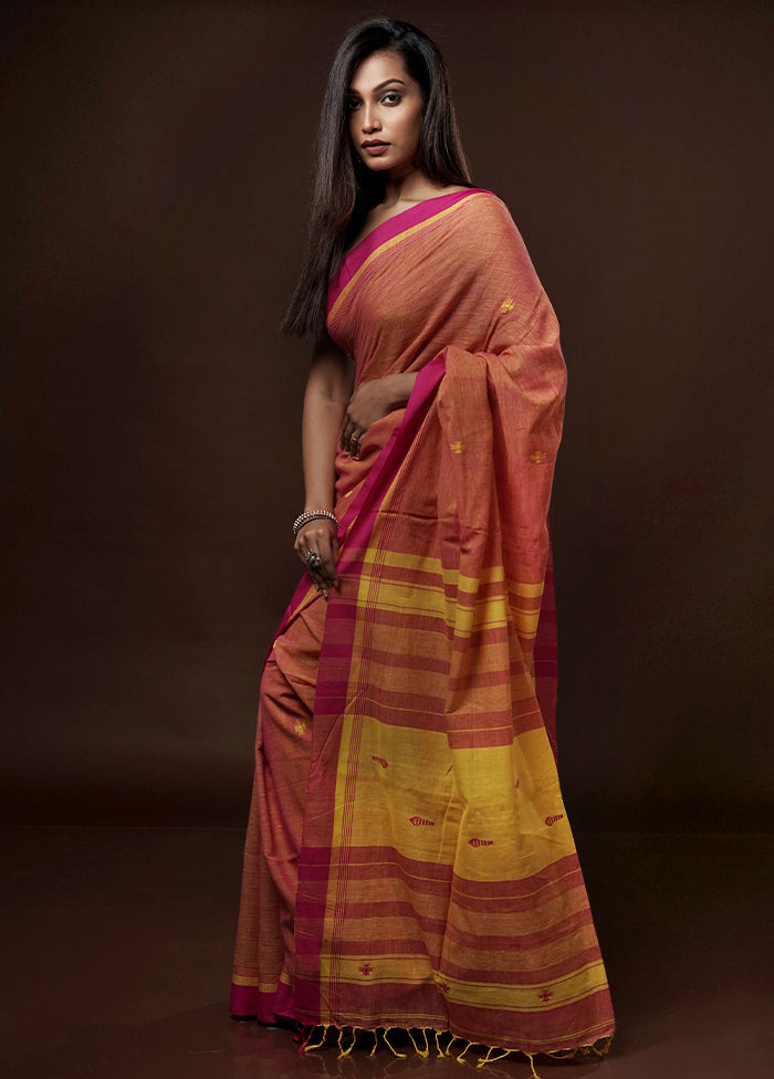 Yellow Pure Cotton Saree With Blouse Piece - Indian Silk House Agencies