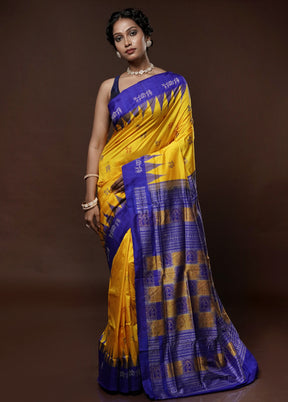 Yellow Bomkai Pure Silk Saree With Blouse Piece - Indian Silk House Agencies