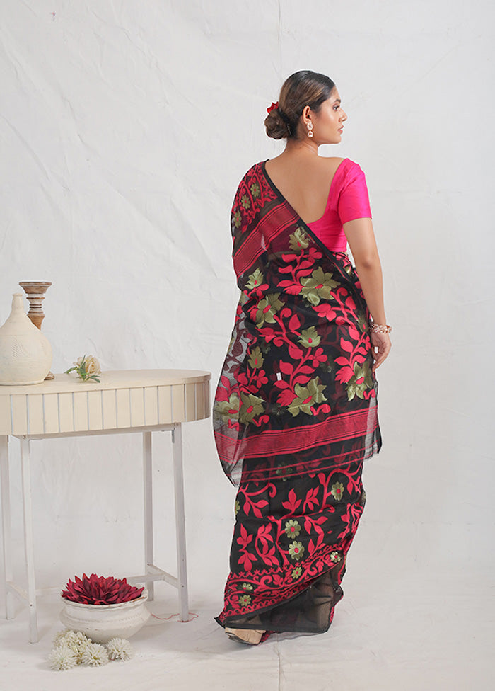Black Tant Cotton Saree Without Blouse Piece - Indian Silk House Agencies