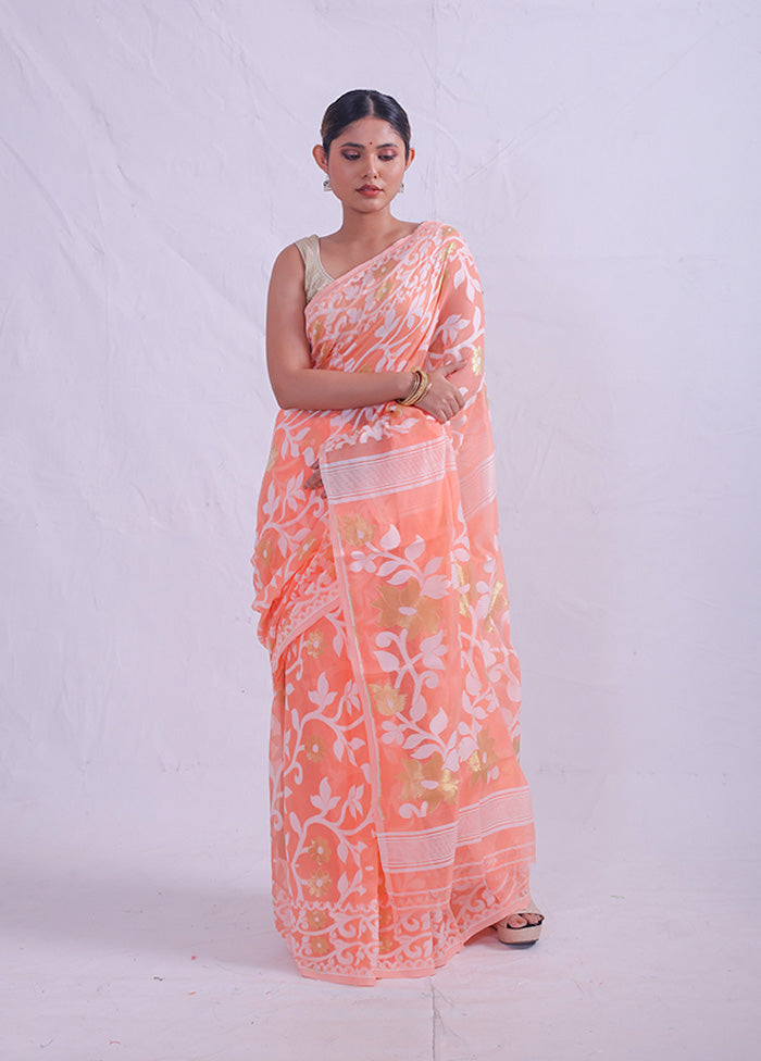 Peach Tant Cotton Saree Without Blouse Piece - Indian Silk House Agencies