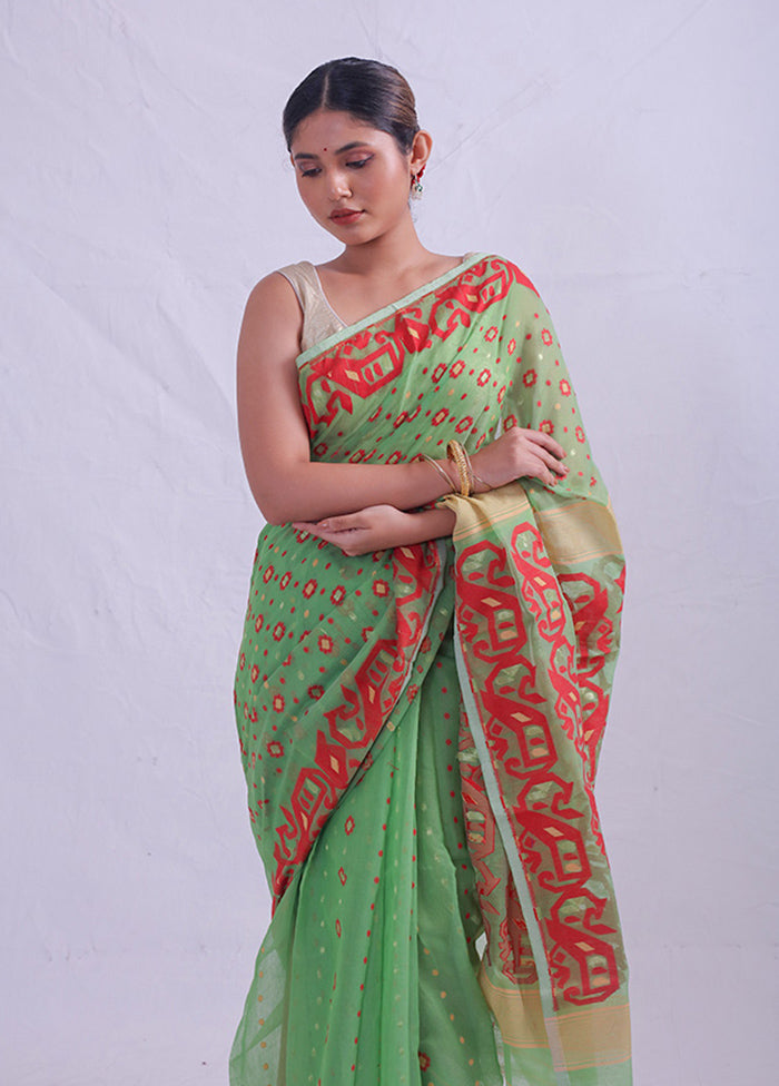 Green Tant Cotton Saree Without Blouse Piece - Indian Silk House Agencies