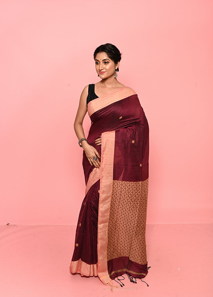 Purple Matka Blend Saree With Blouse Piece - Indian Silk House Agencies