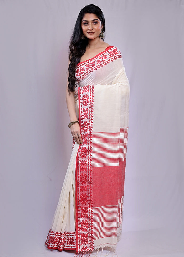 White Matka Silk Saree With Blouse Piece - Indian Silk House Agencies