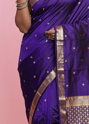 Purple Pure Kanjivaram Silk Saree With Blouse Piece - Indian Silk House Agencies