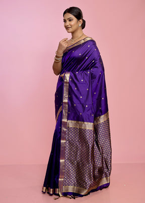Purple Pure Kanjivaram Silk Saree With Blouse Piece - Indian Silk House Agencies