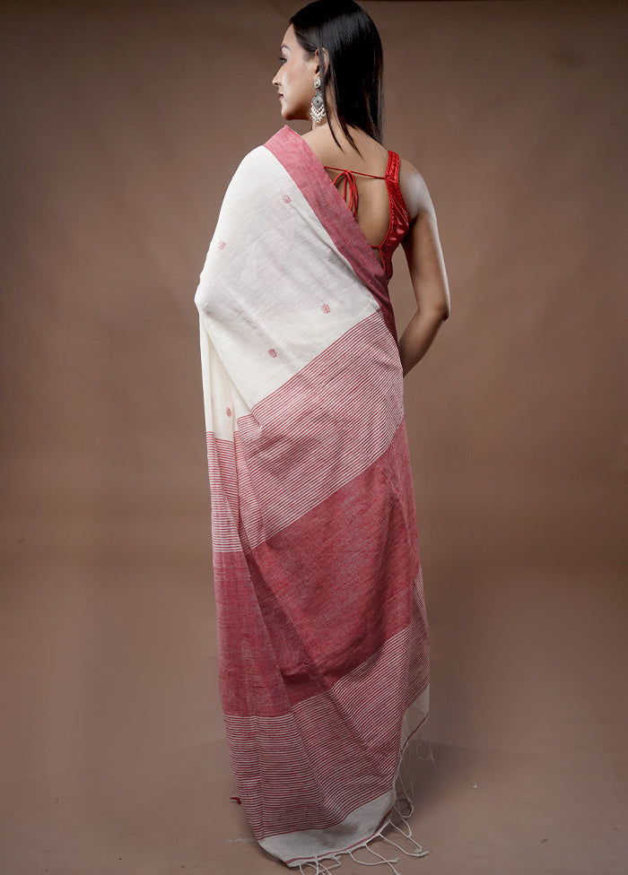 White Matka Silk Saree With Blouse Piece - Indian Silk House Agencies