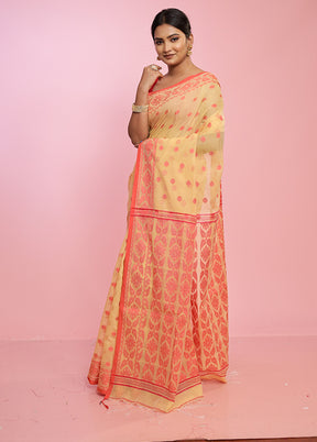 Yellow Resham Jamdani Saree With Blouse Piece - Indian Silk House Agencies