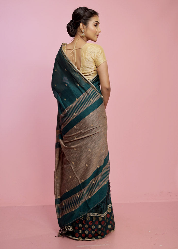 Green Matka Blend Saree With Blouse Piece - Indian Silk House Agencies