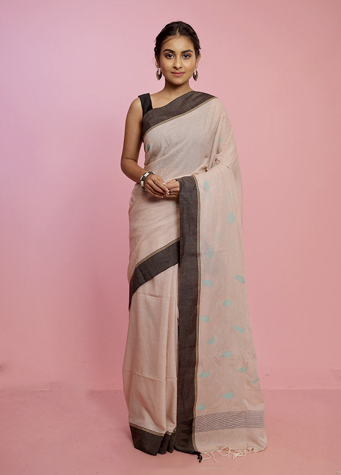 Cream Pure Khadi Cotton Saree Without Blouse Piece - Indian Silk House Agencies