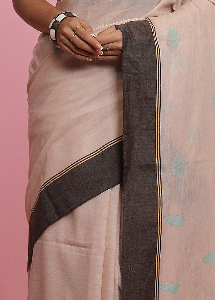 Cream Pure Khadi Cotton Saree Without Blouse Piece - Indian Silk House Agencies