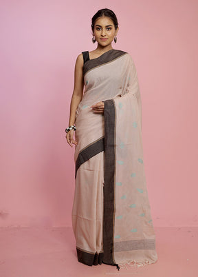 Cream Pure Khadi Cotton Saree Without Blouse Piece - Indian Silk House Agencies