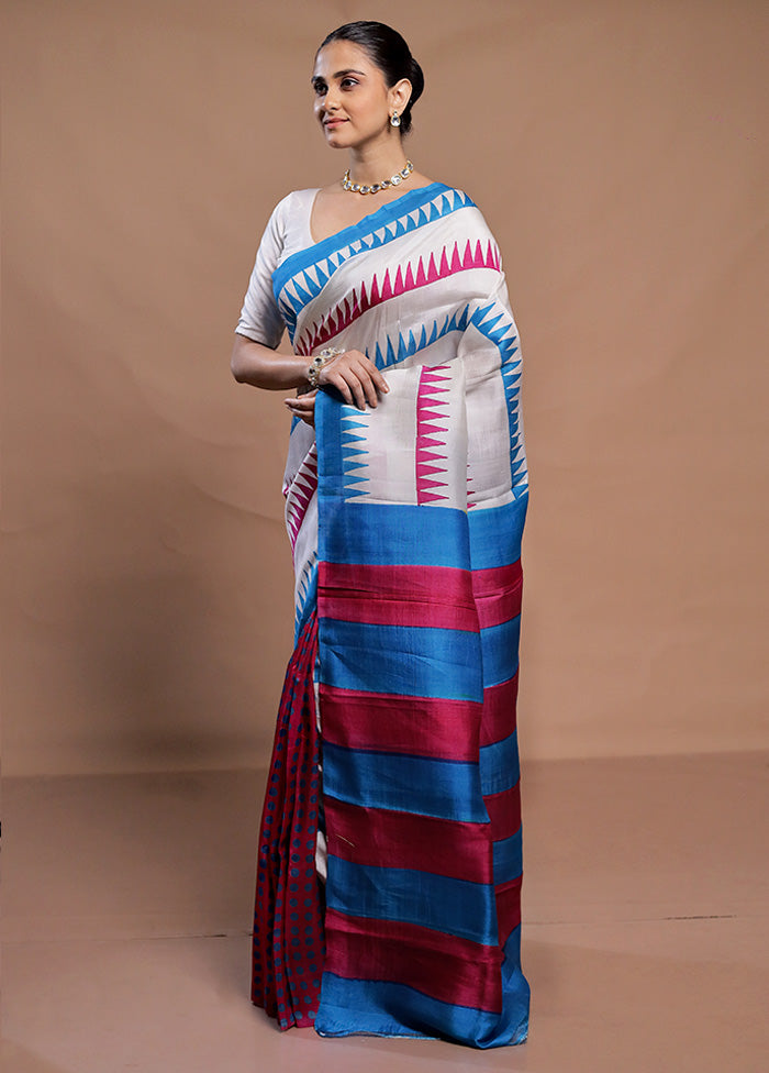 Multicolor Printed Pure Silk Saree Without Blouse Piece