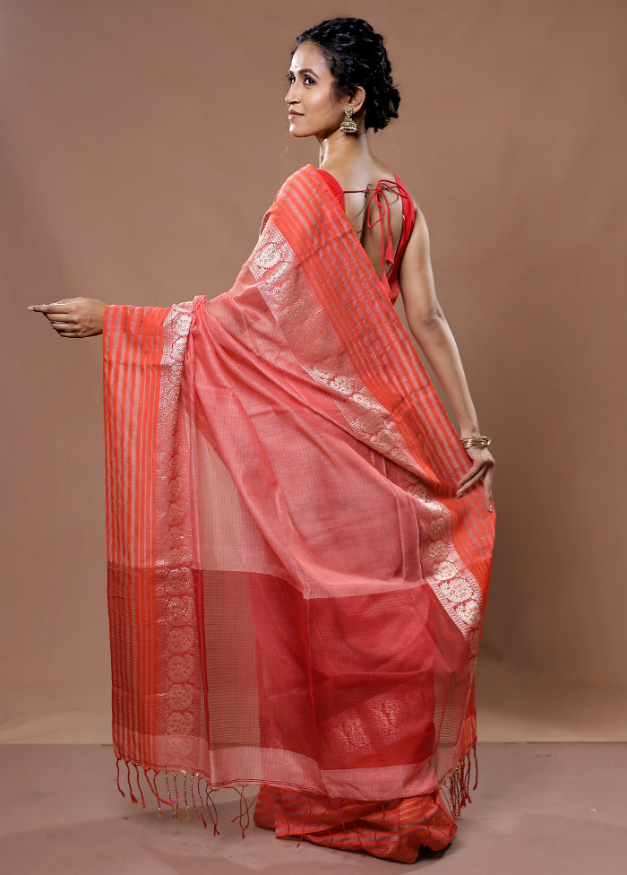 Pink Pure Cotton Saree With Blouse Piece - Indian Silk House Agencies