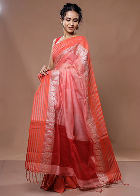 Pink Pure Cotton Saree With Blouse Piece