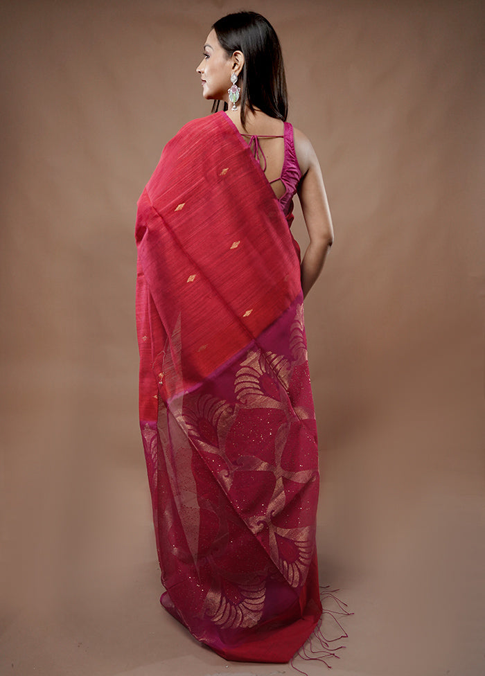 Pink Matka Pure Silk Saree With Blouse Piece - Indian Silk House Agencies