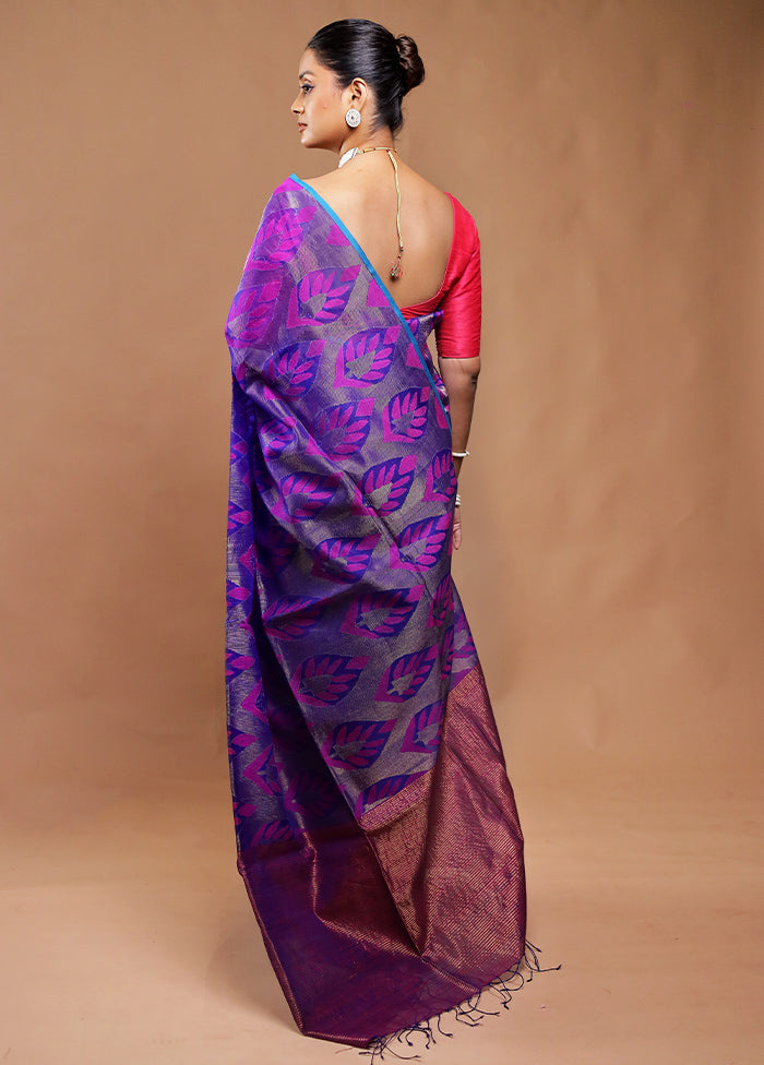 Purple Handloom Matka Pure Silk Saree With Blouse Piece