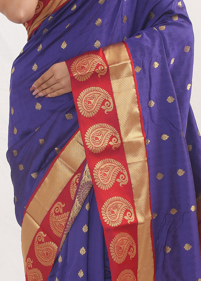 Blue Kanjivaram Pure Silk Saree With Blouse Piece - Indian Silk House Agencies