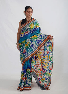 Multicolor Printed Pure Silk Saree With Blouse Piece - Indian Silk House Agencies