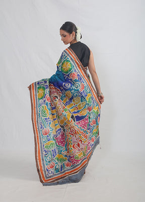 Multicolor Printed Pure Silk Saree With Blouse Piece - Indian Silk House Agencies