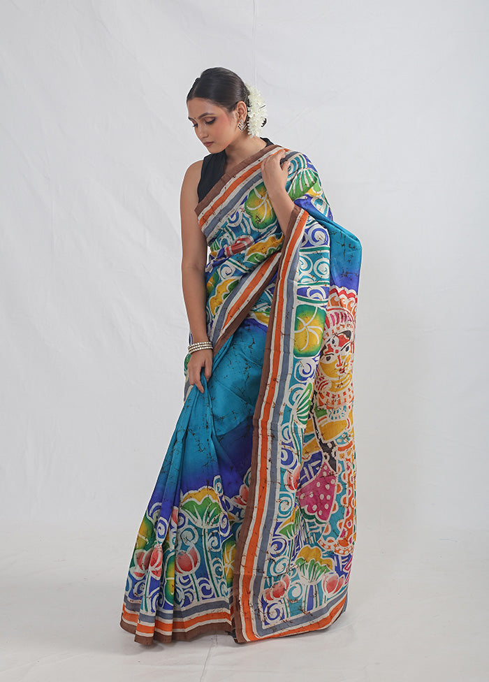 Multicolor Printed Pure Silk Saree With Blouse Piece - Indian Silk House Agencies