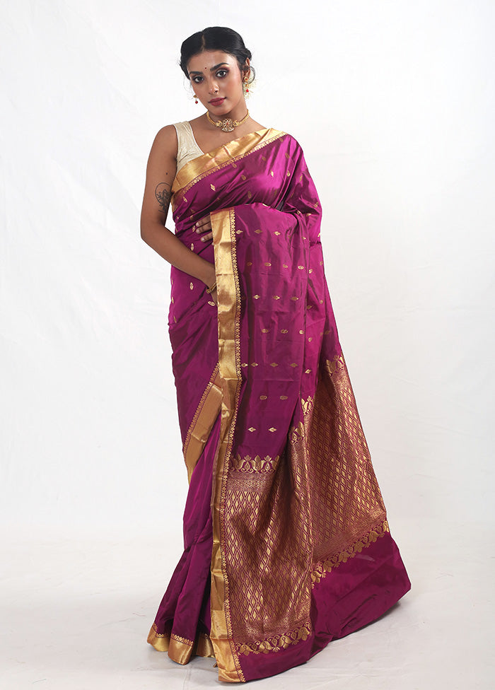 Purple Kanjivaram Silk Saree With Blouse Piece - Indian Silk House Agencies