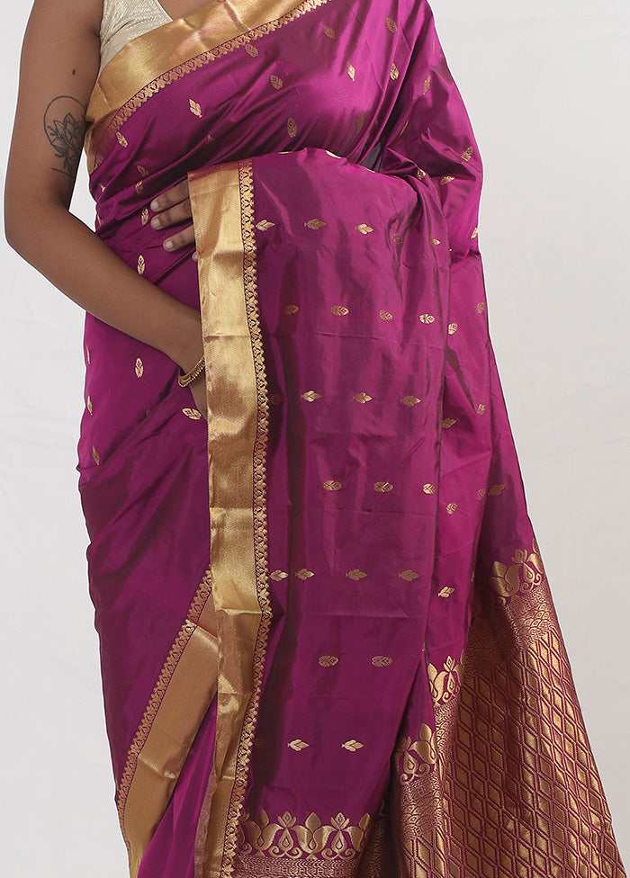 Purple Kanjivaram Silk Saree With Blouse Piece - Indian Silk House Agencies