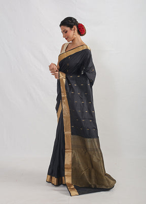 Black Kanjivaram Silk Saree With Blouse Piece - Indian Silk House Agencies