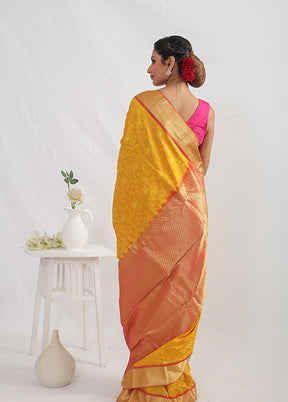 Yellow Kanjivaram Pure Silk Saree With Blouse Piece - Indian Silk House Agencies