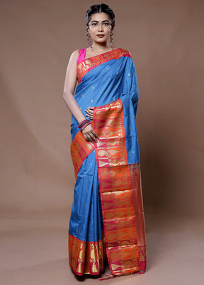 Pink Kanjivaram Silk Saree With Blouse Piece