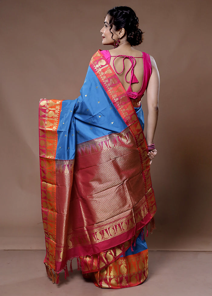 Pink Kanjivaram Silk Saree With Blouse Piece