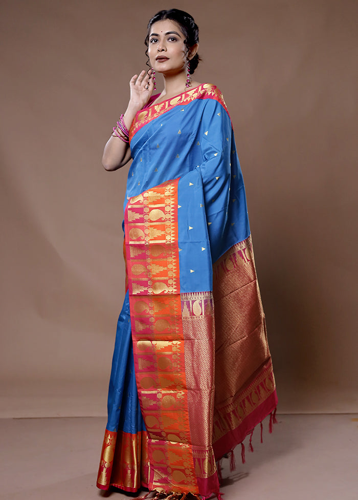 Pink Kanjivaram Silk Saree With Blouse Piece