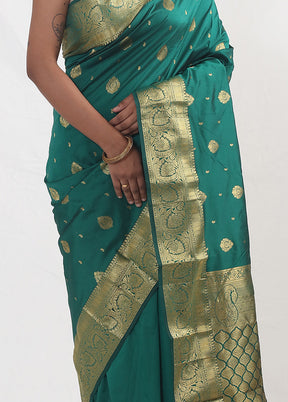 Peacock Green Kanjivaram Silk Saree With Blouse Piece - Indian Silk House Agencies