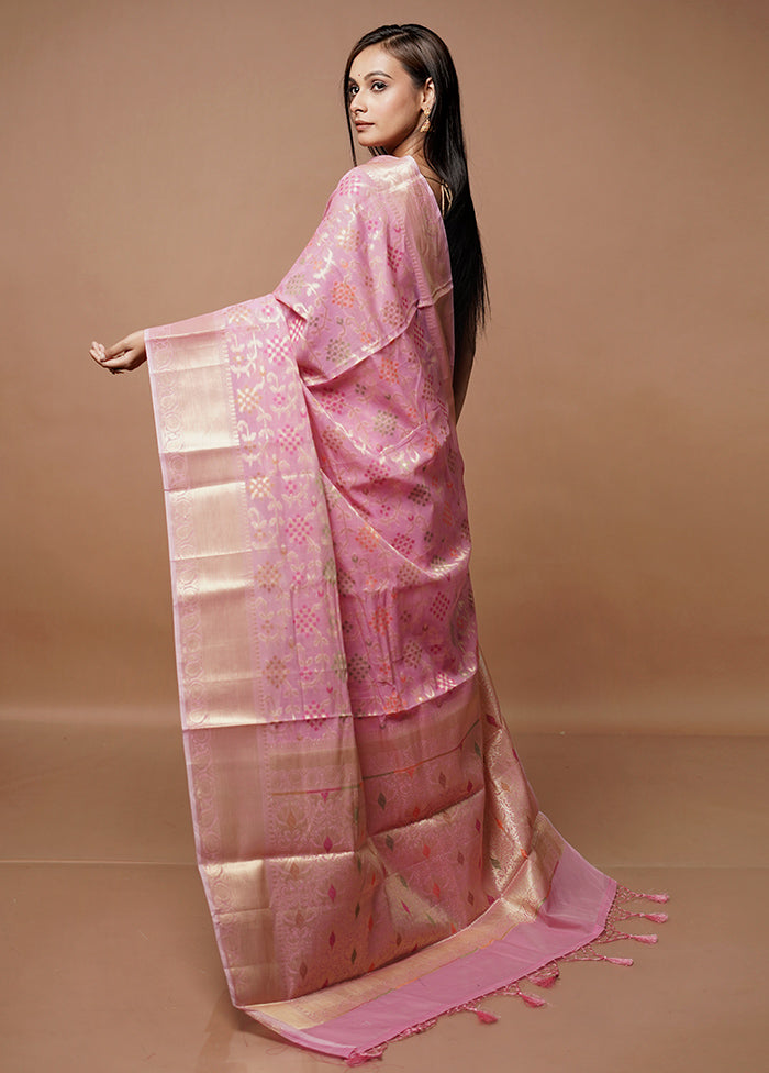 Pink Cotton Saree With Blouse Piece