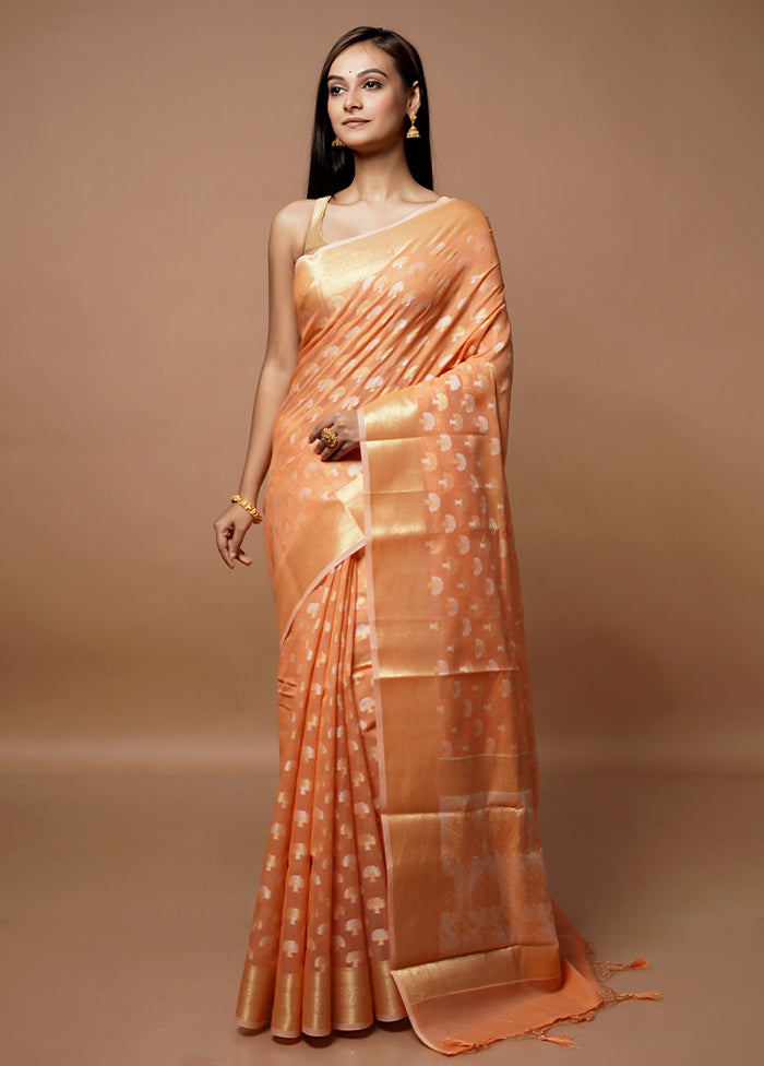 Pink Cotton Saree With Blouse Piece