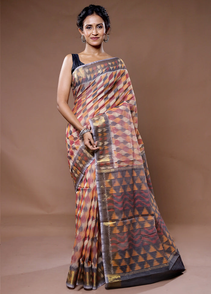 Cream Pure Cotton Saree With Blouse Piece - Indian Silk House Agencies