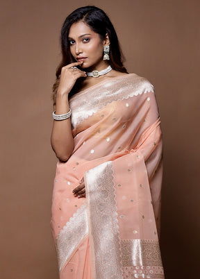 Pink Organza Saree With Blouse Piece