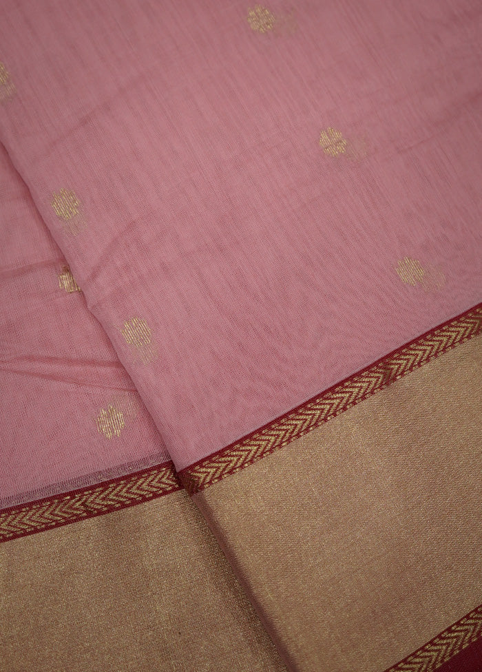 Pink Chanderi Pure Cotton Saree With Blouse Piece - Indian Silk House Agencies