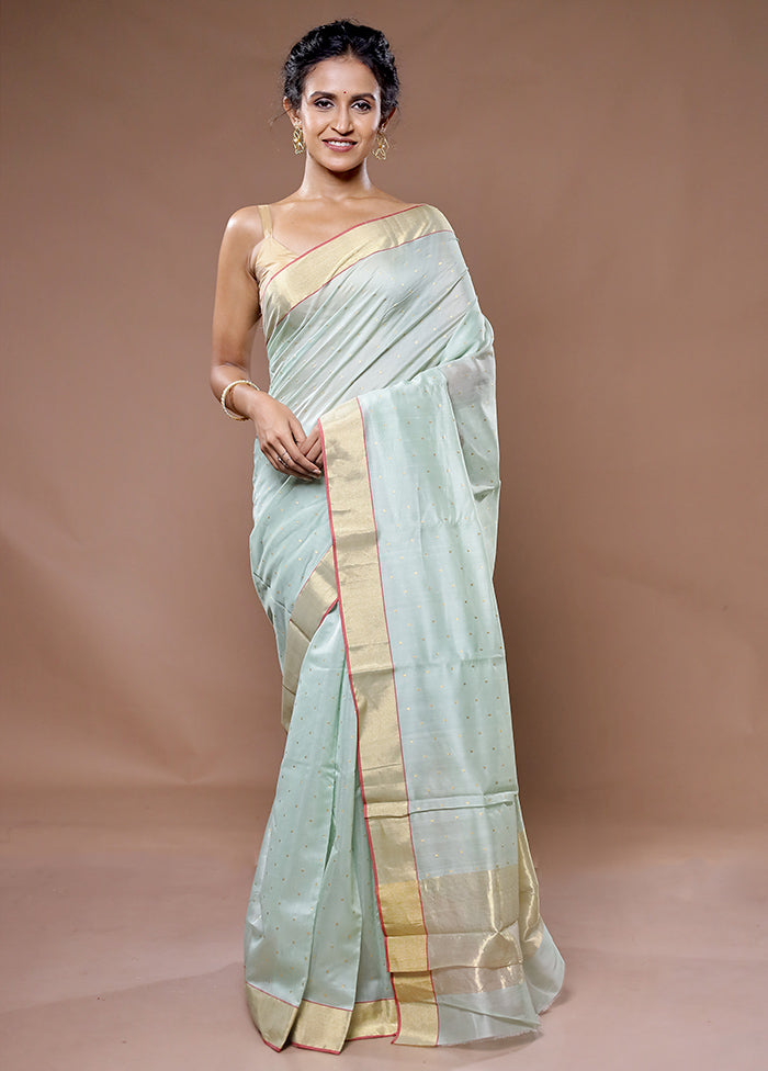 Green Chanderi Pure Cotton Saree With Blouse Piece - Indian Silk House Agencies
