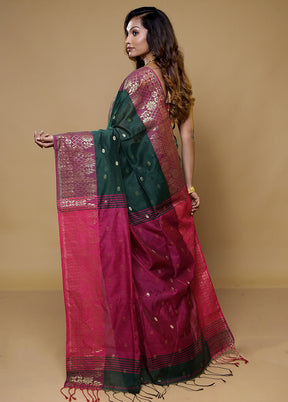 Green Matka Silk Saree With Blouse Piece