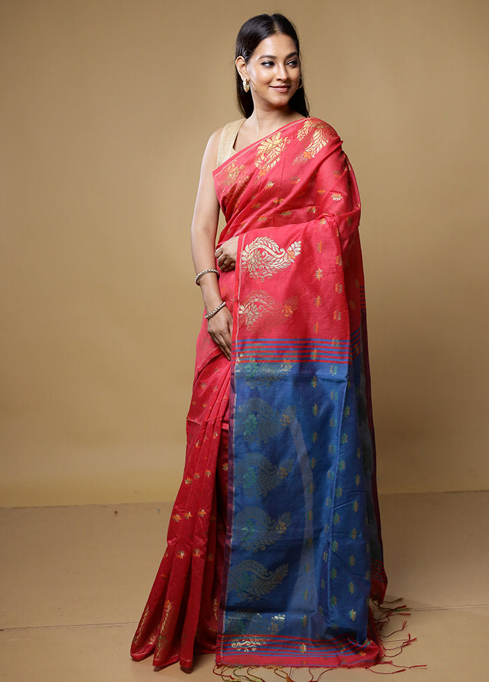 Pink Matka Silk Saree With Blouse Piece