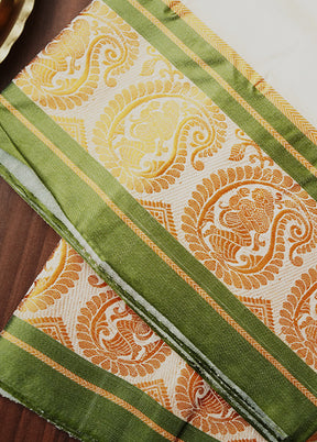 Cream Garad Pure Silk Saree Without Blouse Piece