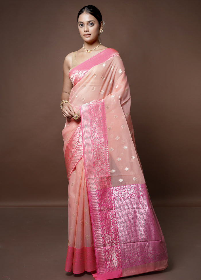 Pink Katan Silk Saree With Blouse Piece